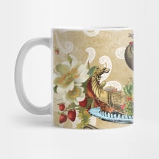 Happy Thanksgiving, with cute turkey, flowers and fruit Mug